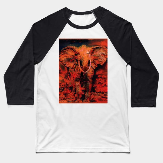 African Summer Heat - Wild Elephant Baseball T-Shirt by Highseller